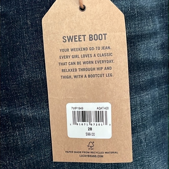 Brand New Lucky Brand Sweet Boot Relaxed Weekend Dark Wash Bootcut Denim Jeans - Picture 3 of 14